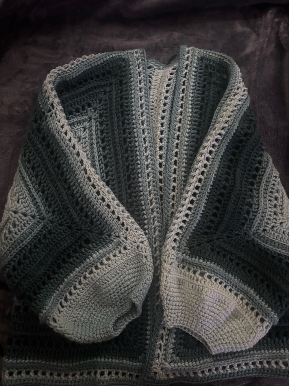 Handcrafted Ombre green Crochet Cardigan Sweater